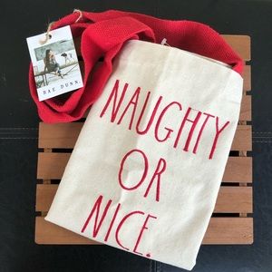 Rae Dunn Naughty or Nice Tote - Red and Cream